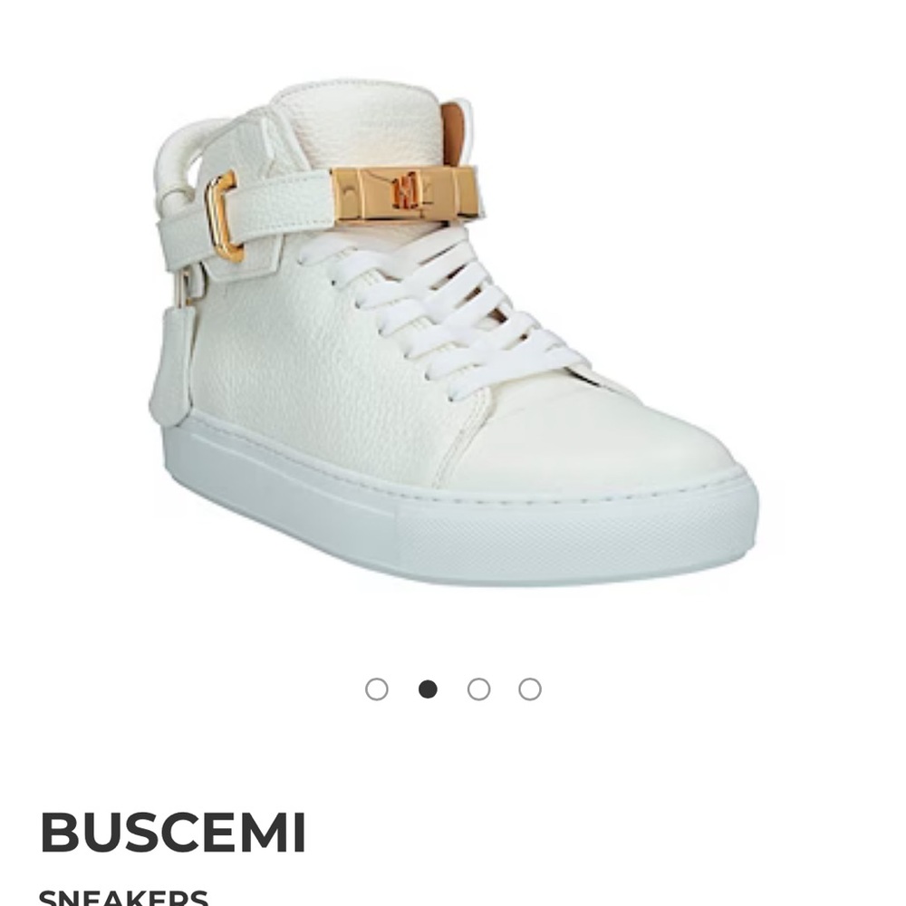 Buscemi White Sneakers with Gold Hardware